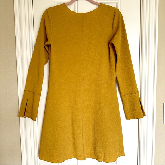 SEE BY CHLOE Stretch Crepe Dress with Long Sleeves in Muted Gold - Slip Included - Picture 6 of 14